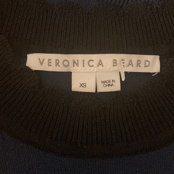 Veronica Beard Women's Roy Mixed Media Pullover Knit Sweater Navy White Size XS - Picture 7 of 13